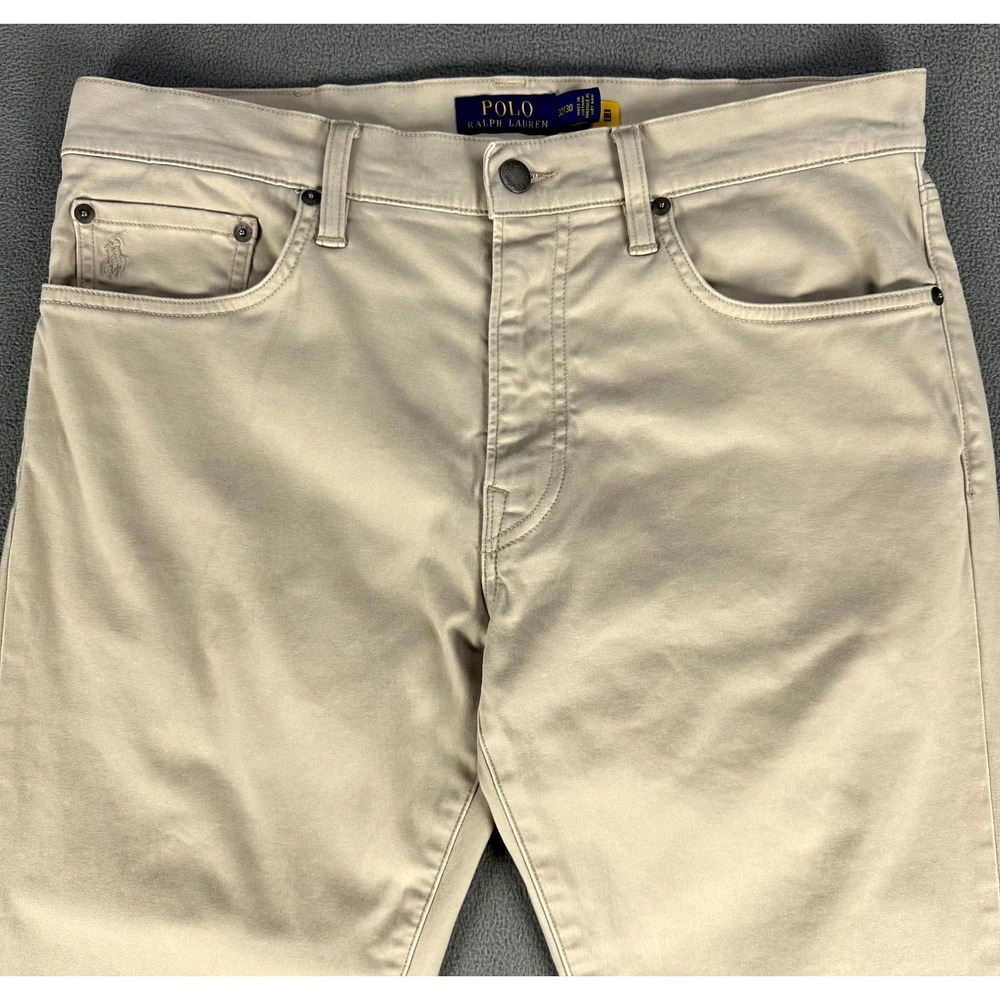 Polo Ralph Lauren Pants Mens 32x30 Beige Varick‎ Slim Straight Sateen Pony Logo